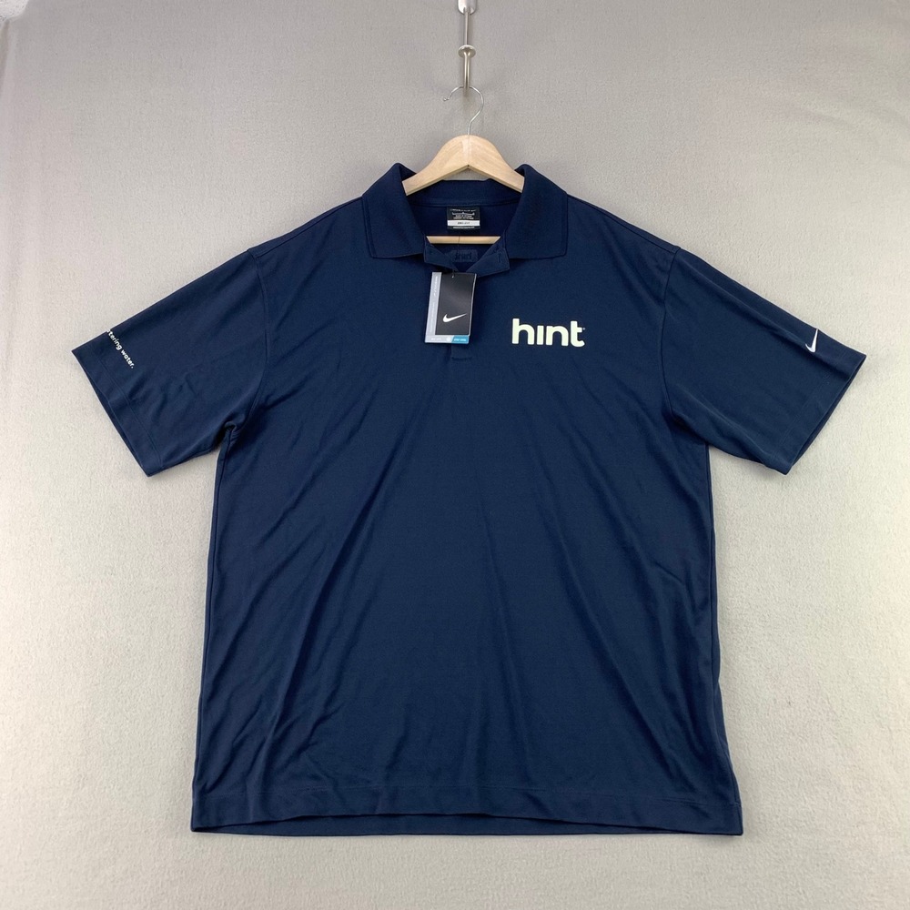 Nike Golf Polo Mens Large Navy Blue Athletic Dri-Fit Micro Pique Hint Water NWT